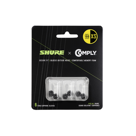 Shure 100 Series Comply Foam Sleeves for Shure Earphone,3 Pair,Hanging Packaging Extra Small